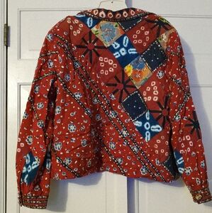Vintage Sandy Starkman Patch Work Quilted Tie Dye Jacket India Rayon Size XL